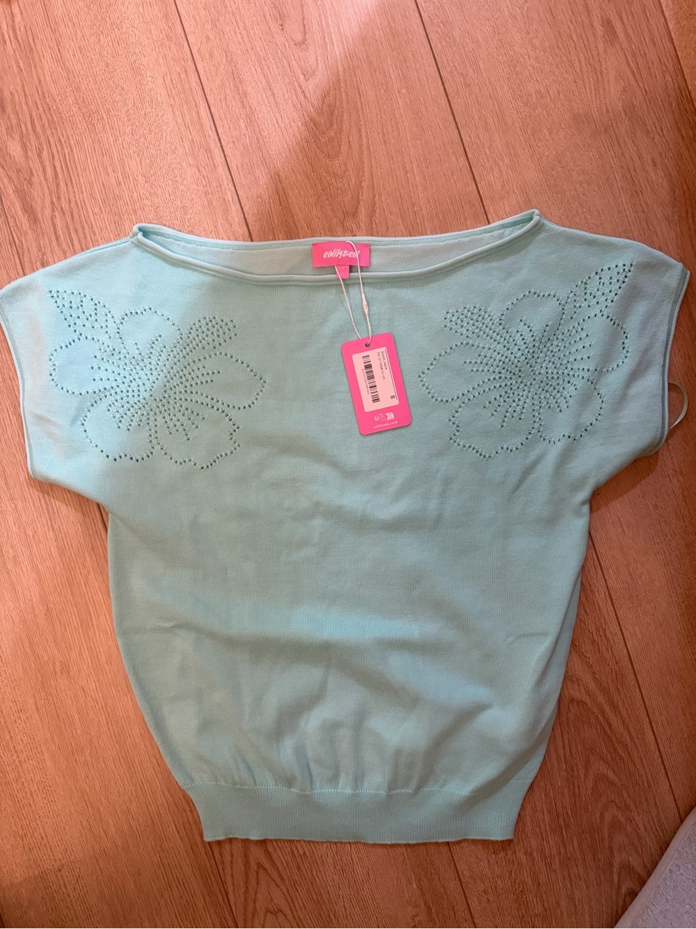 Edikted Mint Green Embellished Short Sleeve Top